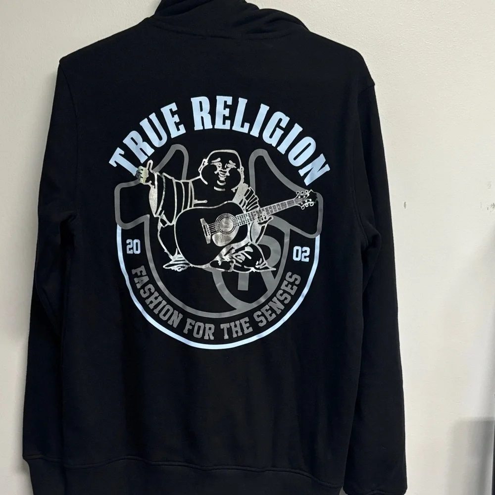 True Religion Black Hooded Sweatshirt Men’s Small Or Women’s Medium NWT